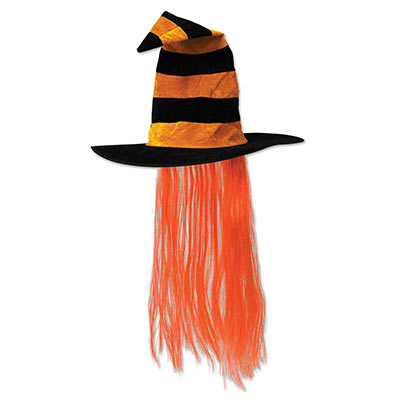 Witch Hat w/Hair (Pack of 6) Witch Hat with Hair, party favor, witch, hat, halloween, wholesale, inexpensive, bulk