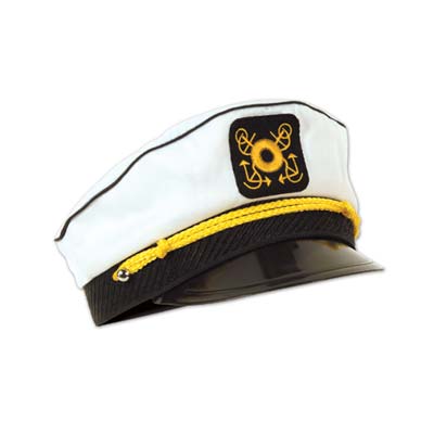 Yacht captain's cap with great details in black and yellow.