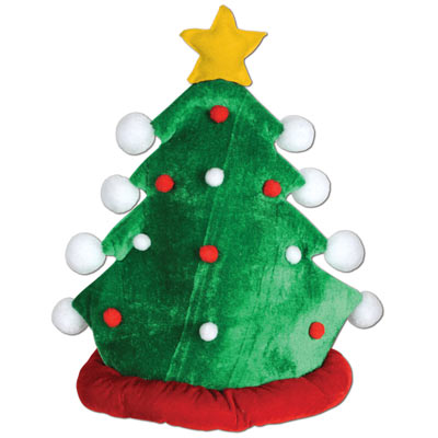 green fabric Christmas tree hat with a gold star on the top