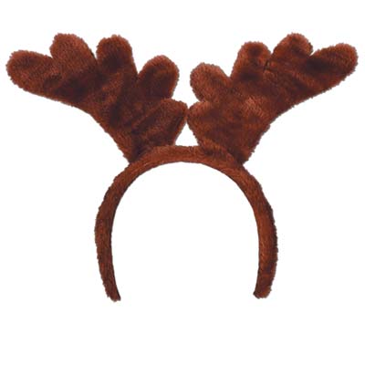 plush fabric brown reindeer ear headband