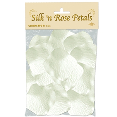 White faux silk rose petals. 
