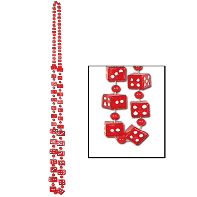 necklace with red beads with white dots to indicate the number on them