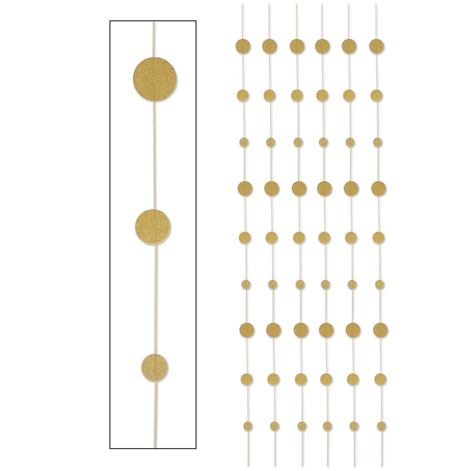 Gold glittered dot vertical hanging stringer 
