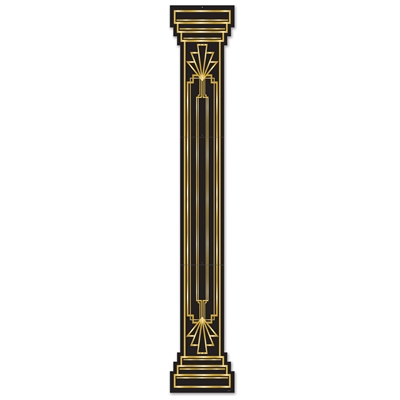 Black column cutout with gold accents.