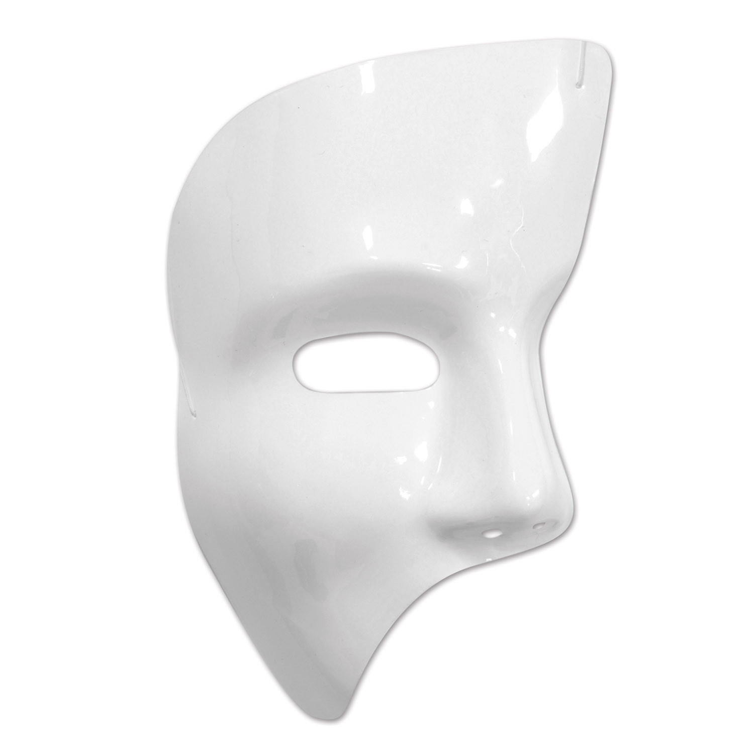 Plastic white phantom mask for the right side of the face.