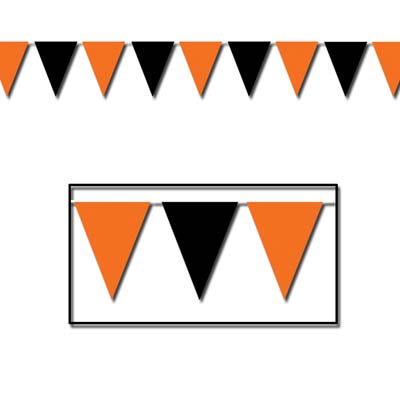 Orange & Black Pennant Banner (Pack of 12) Orange & Black Pennant Banner, Halloween party supplies, Holiday parties, Decorations