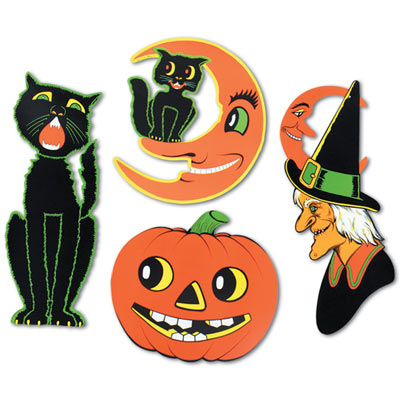 Vintage Halloween Cutouts (Pack of 48 Vintage Halloween Cutouts, Halloween, Holiday parties, Decoration