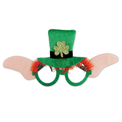 Fun glasses with material attached leprechaun ears and top hat.