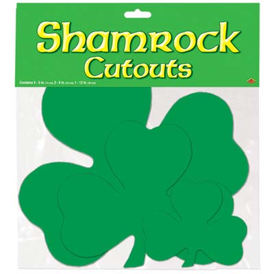 Printed Shamrock Cutouts (Pack of 216) Printed Shamrock Cutouts, shamrock, cutouts, st. patricks day, decoration, wholesale, inexpensive, bulk