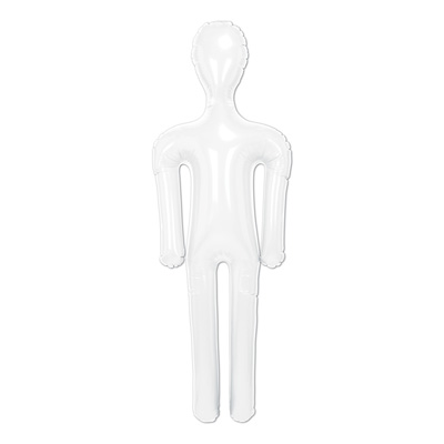 Inflatable white plastic plain human body.