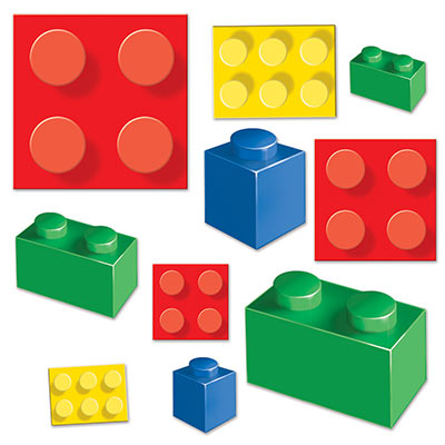 Building Block Cutouts of various sizes and colors.