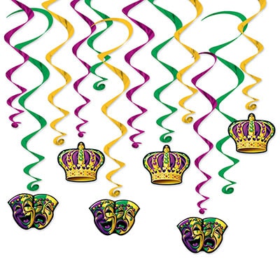 Mardi Gras Whirls (Pack of 72) Mardi Gras Whirls, mardi gras, whirls, comedy/tragedy, crown, decoration, wholesale, inexpensive, bulk