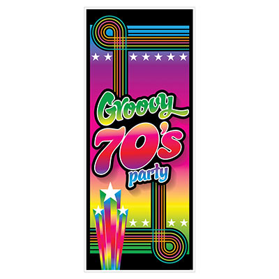 70s Groovy Party Door Cover (Pack of 12) 70s Groovy Party Door Cover, 70s, new years eve, door cover, decoration, wholesale, inexpensive, bulk