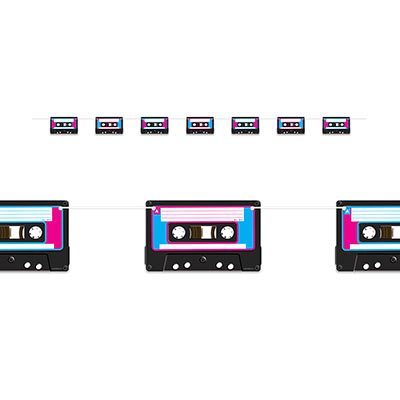 Cassette Tape Streamer (Pack of 12) Cassette Tape Streamer, cassette tape, streamer, decoration, 80s, new years eve, wholesale, inexpensive, bulk
