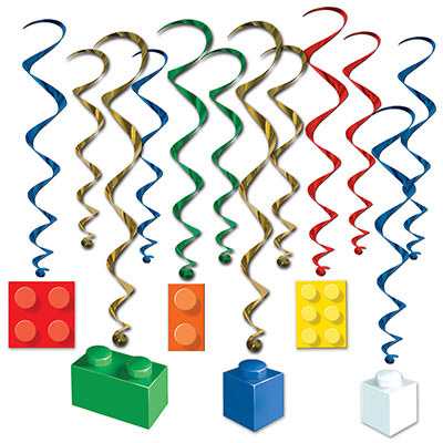 Building Block Whirls has assorted whirls with colored building block icons attached.