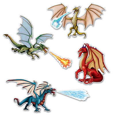 Dragon Cutouts with four different cutout dragons.