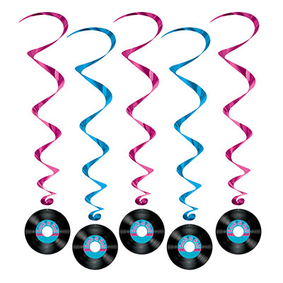 Rock & Roll Record Whirls (Pack of 30) Rock & Roll Record Whirls, decoration, rock & roll, 50s, decoration prom, new years eve, wholesale, inexpensive, bulk, whirls, records