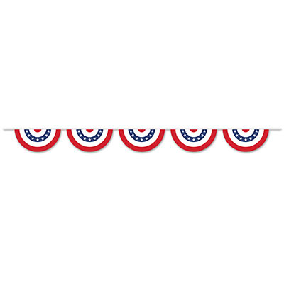 Banner with pennants that replicate bunting printed with a patriotic look.
