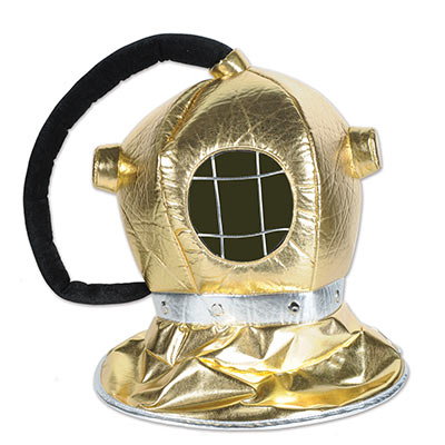 Diver helmet made of gold plush material.