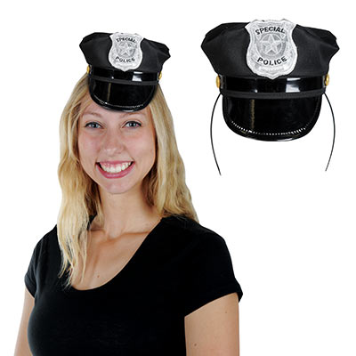 Headband with an attachment that replicates a police hat.