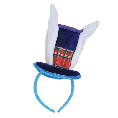 head band with rabbit ears and a plaid top hat