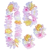 Floral lei set of beautiful pink, purple, blue and yellow petals.
