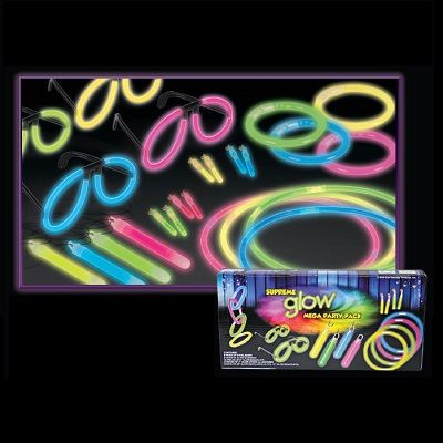 Discount bulk glow party pack with necklaces, glow sticks, and glow glasses