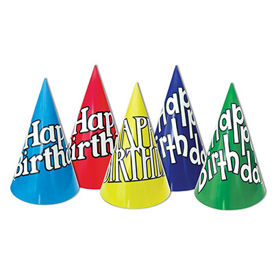 Happy Birthday Cone Hats (Pack of 144) Happy Birthday Cone Hats, happy birthday, birthday, cone hats, hat, party favor, wholesale, inexpensive, bulk
