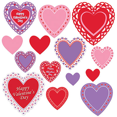 Assorted Colors and size Valentines Day Heart Cutouts