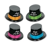 Neon legacy toppers with blue, green, pink, or orange, neon bands and white lettering on the front of the hat. 