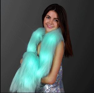 Aqua Glam Light Up Faux Fur Boa for a themed or Halloween party