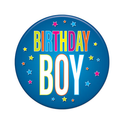 Birthday Boy Button (Pack of 6) Birthday Boy Button, birthday boy, birthday, boy, button, party favor, wholesale, inexpensive, bulk