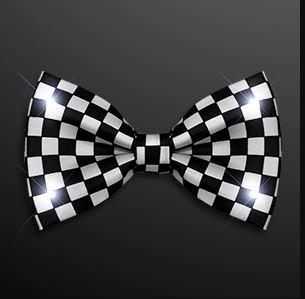 Black and White Light Up Checker Bow Tie. This Black and White Checker Bow Tie will class up any outfit.