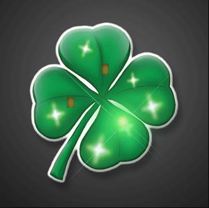 Flashing Four Leaf Clover Blinking Pins. These Four Leaf Clover Blinking Pins are the perfect addition to any St. Patrick's Day outfit.