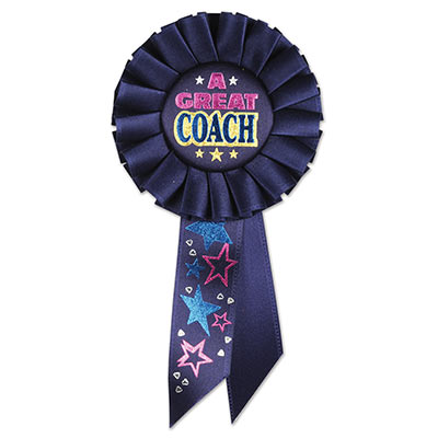 A Great Coach Rosette (Pack of 6) A Great Coach Rosette, great coach, rosette, party favor, sports, wholesale, inexpensive, bulk