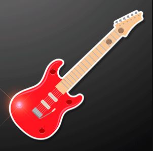 Red Guitar Flashing LED Light Pin for a concert/party favor