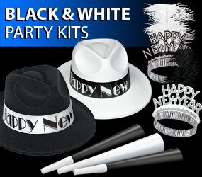 black and white new years eve party kits image