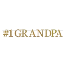 #1 Grandpa Gold Glittered Streamer