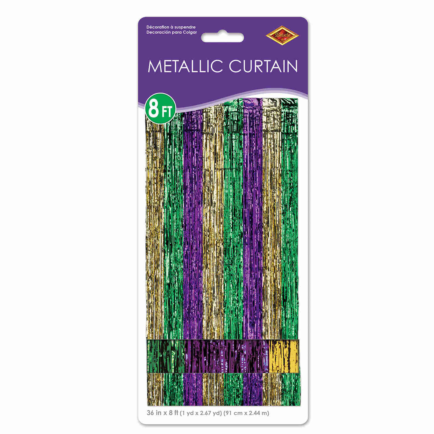 Purple, Green and Gold (Mardi Gras) Doorway Curtain made of metallic strands