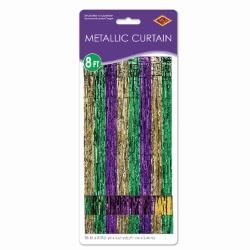 Purple, Green and Gold (Mardi Gras) Doorway Curtain made of metallic strands