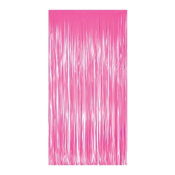 1-Ply Neon Pink Plastic Fringe Curtain