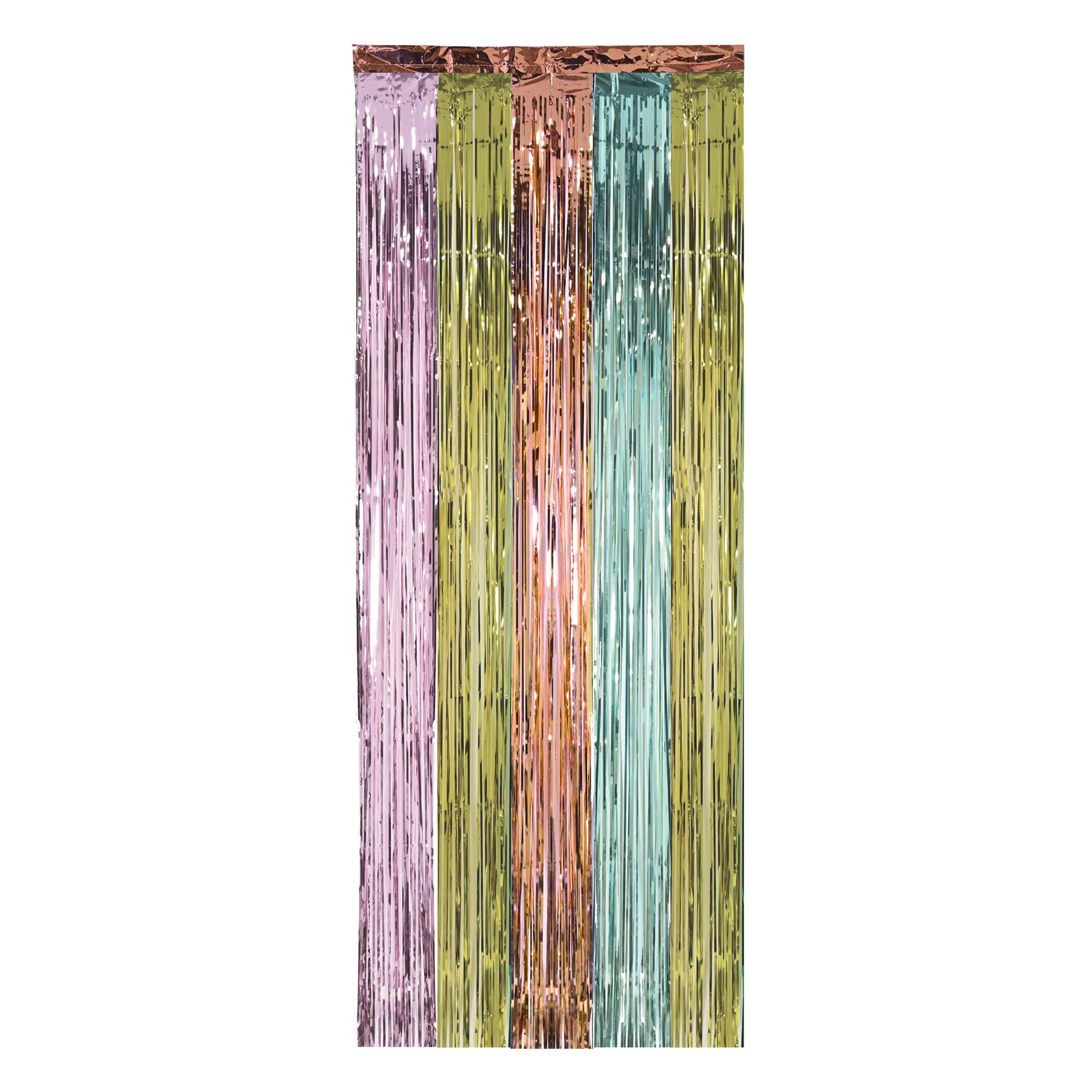 1-Ply Pastel Gleam N Curtain (Pack of 6) pastel gleam n curtain, pastel foil curtain, party backdrop curtain, photo booth backdrop, pastel party decorations, foil fringe curtain, baby shower decorations, bridal shower decor, birthday party backdrop, wedding decorations, pastel event decor, party wall decoration, doorway curtain, shimmering party backdrop, pack of 6 curtains, Party Express