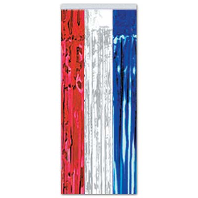 Red, Silver and Blue Patriotic Doorway Curtain made of metallic strands