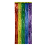 1-Ply Rainbow Gleam 'N Curtain (Pack of 6) rainbow gleam n curtain, rainbow foil curtain, rainbow party decorations, foil fringe curtain, party backdrop curtain, rainbow backdrop, photo booth backdrop, colorful party decor, pride party decorations, birthday party backdrop, graduation decorations, doorway curtain, metallic curtain, event backdrop decorations, pack of 6 curtains, Party Express