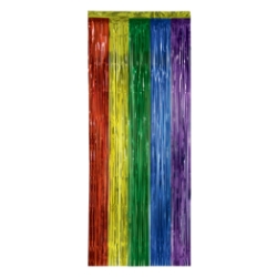 1-Ply Rainbow Gleam N Curtain (Pack of 6) rainbow gleam n curtain, rainbow foil curtain, rainbow party decorations, foil fringe curtain, party backdrop curtain, rainbow backdrop, photo booth backdrop, colorful party decor, pride party decorations, birthday party backdrop, graduation decorations, doorway curtain, metallic curtain, event backdrop decorations, pack of 6 curtains, Party Express