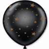 Black balloon with gold imprinted stars.