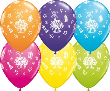 11" Cupcakes and Presents Latex Balloons