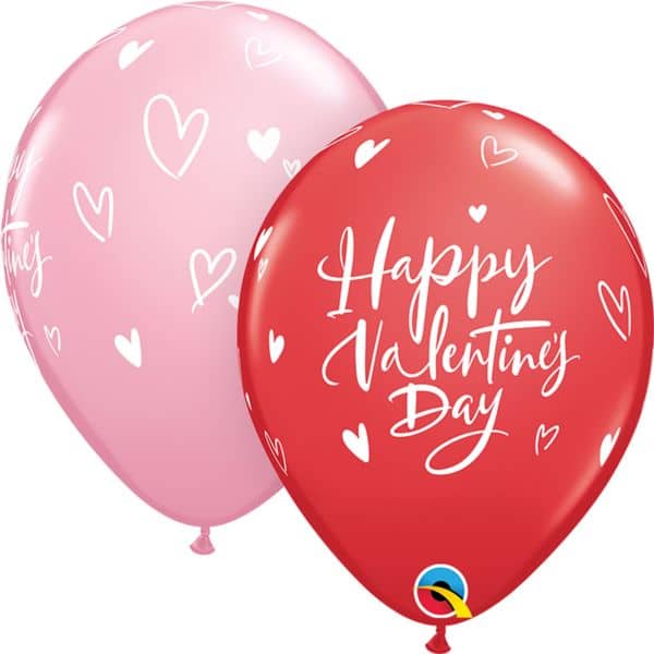 11" Valentines Day Casual Script Balloons