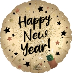 18" Satin Natural Sparkle HNY Foil Balloon (Pk of 10) 18 inch Satin Natural Sparkle Happy New Year Balloon, Happy New Year balloons, New Year's Eve balloons, satin finish foil balloons, NYE party decorations, New Year's balloon bouquet, holiday party balloons, countdown celebration decorations, corporate event balloons, hotel New Year's décor, restaurant holiday decorations, foil Happy New Year balloons, pack of 10 balloons, Party Express