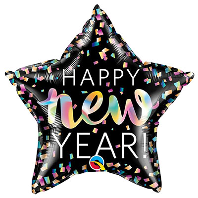 20" New Year Iridescent Star Balloons